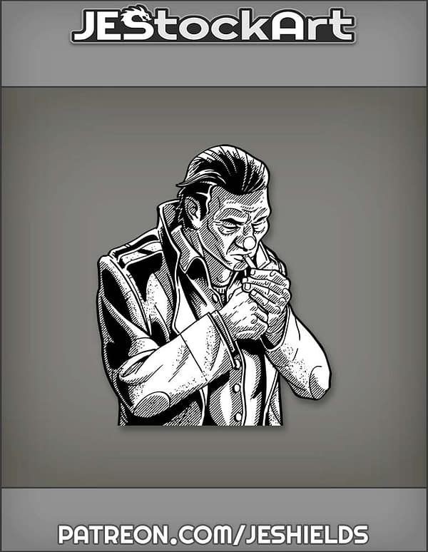 Slick Agent in Jacket Lights Cigar by Jeshields