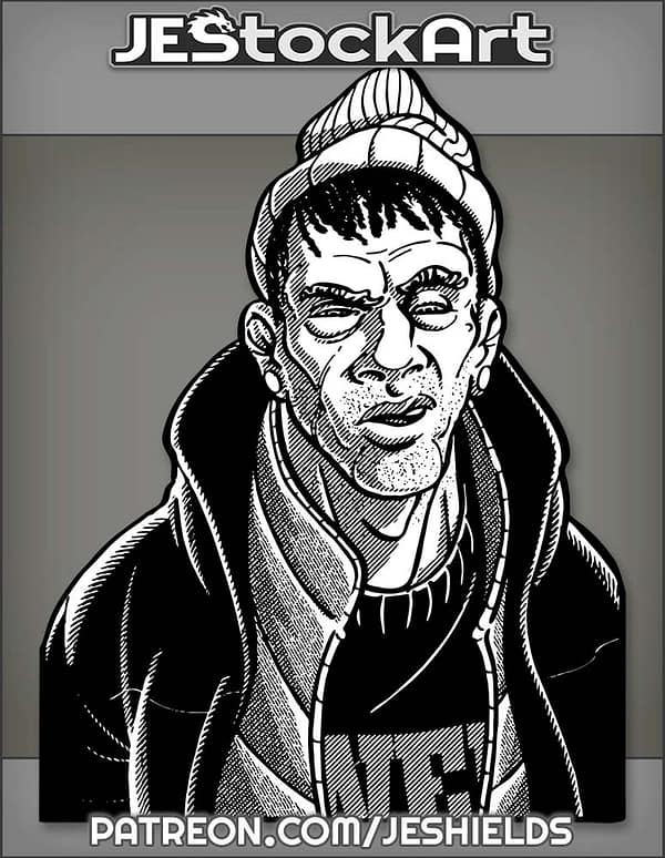 Street Thug With Cauliflower Ears and Beanie by Jeshields