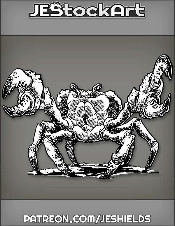 Giant Crab With Open Claws on Grass by Jeshields