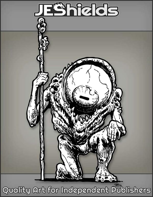 Oddball Humanoid with Large Eye and Staff by Jeshields