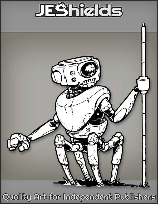 Dirty Quadriped Droid with Staff by Jeshields
