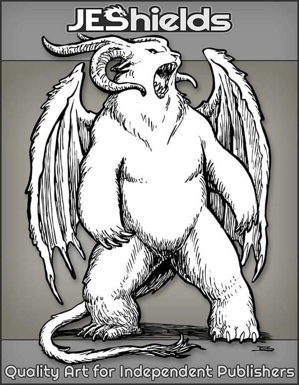 Furry Winged Beast with Horns and Tail by Jeshields
