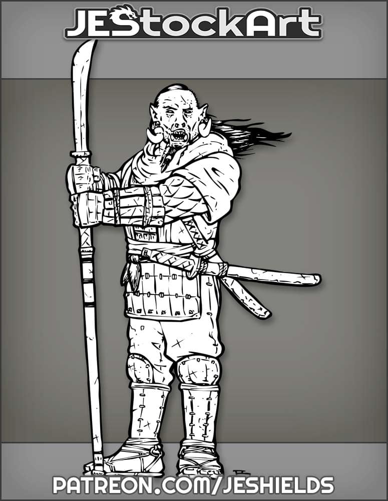 Samurai Orc With Spear And Swords by Jeshields
