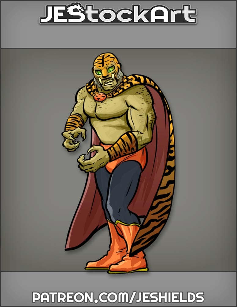 Luchador Wrestler in Striped Cape and Tiger Theme by Jeshields