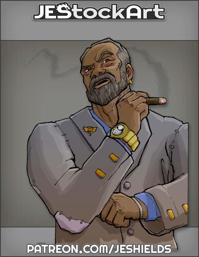 Confident Business Man in Tattered Suit with Cigar by Jeshields