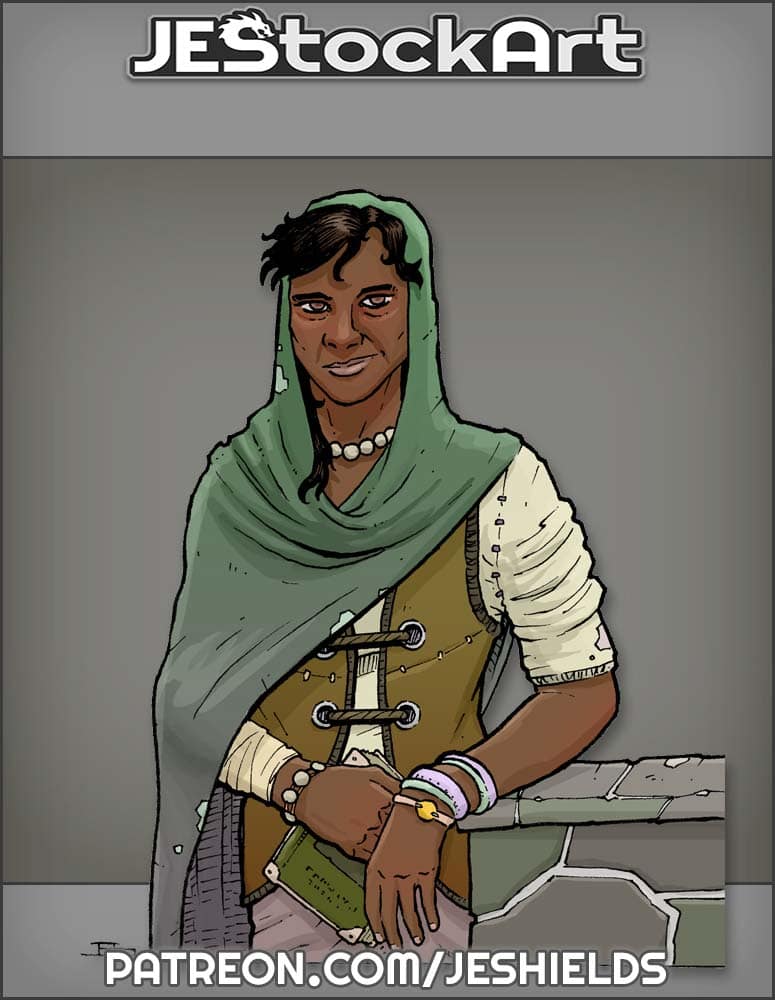 Poor Woman with Dark Skin in Hood Near Wall by Jeshields