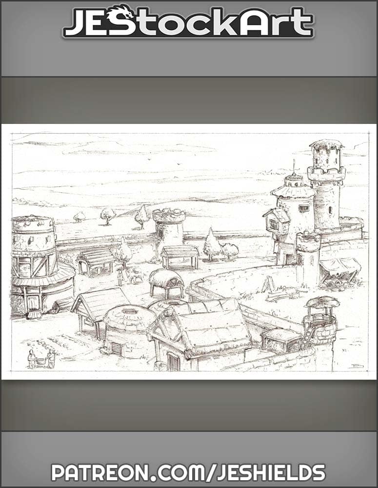 Aerial View Of Walled Medieval Village by Jeshields