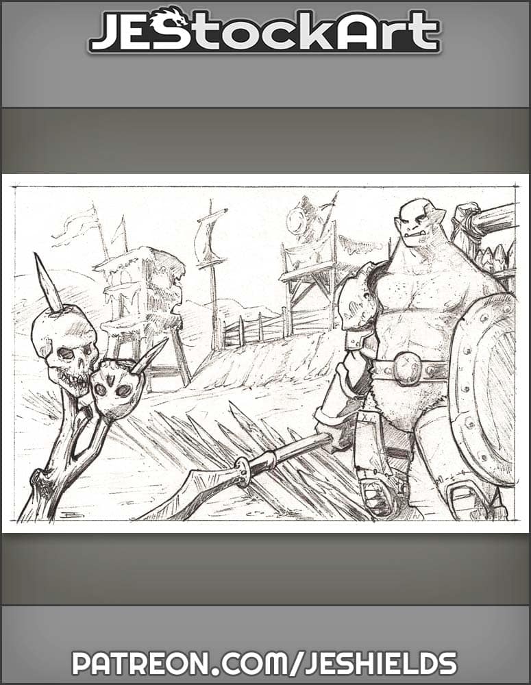 Rugged Orc Camp With Guard by Jeshields