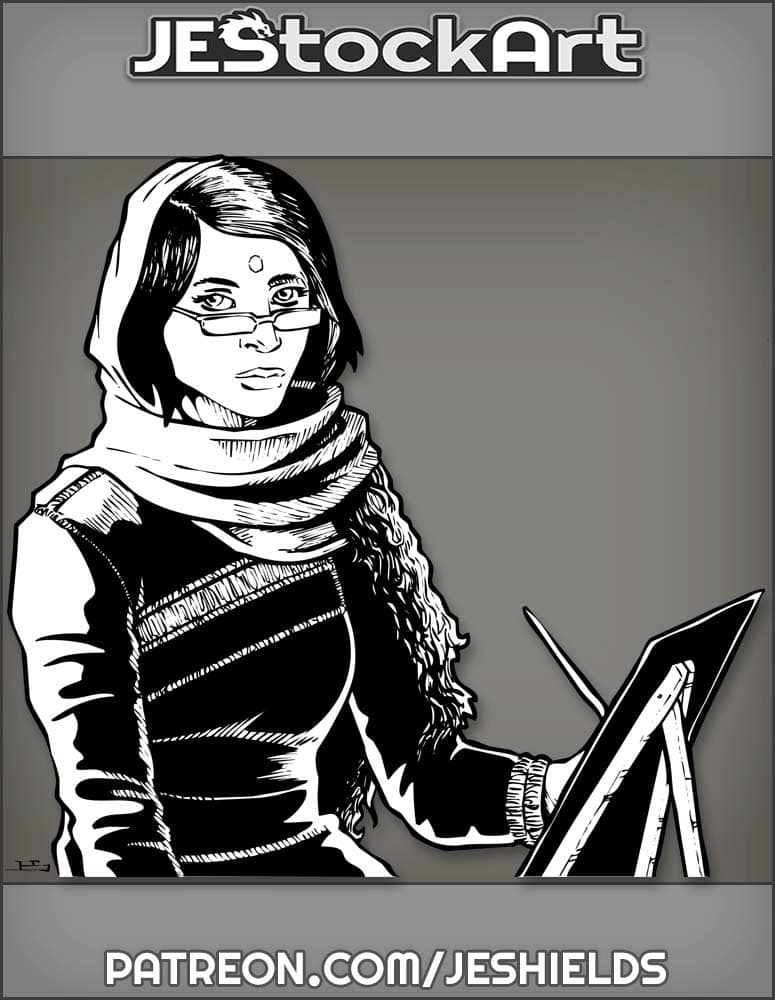 Middle Eastern Woman With Paintbrush And Easel by Jeshields