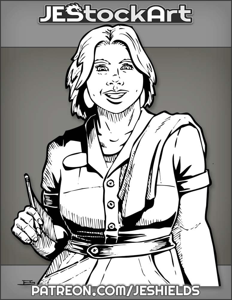 Smiling Healthy Waitress With Towel Pen And Paper by Jeshields