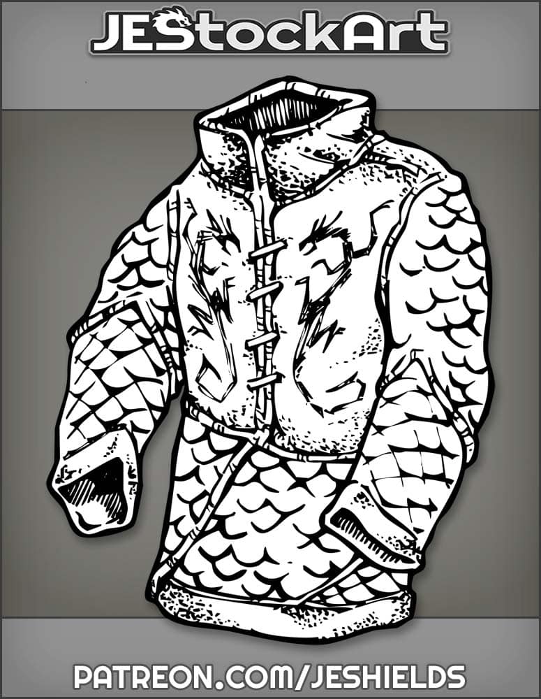 Dragon Hide And Scale Long Sleeved Coat With Dual Emblems by Jeshields