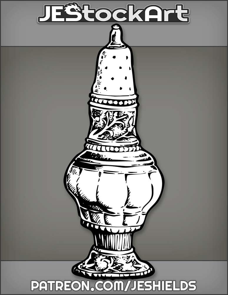 Ornate Pepper Shaker With Punctured Dome And Filigree Base by Jeshields