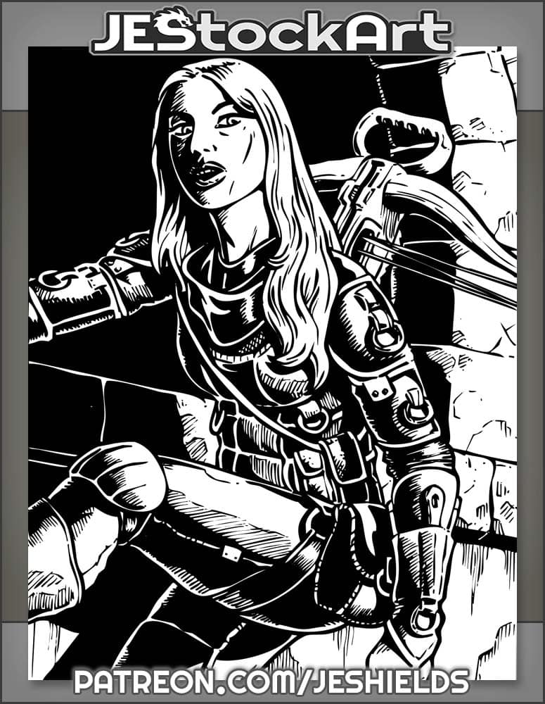Female Rogue With Strapped Crossbow Scales A Wall by Jeshields