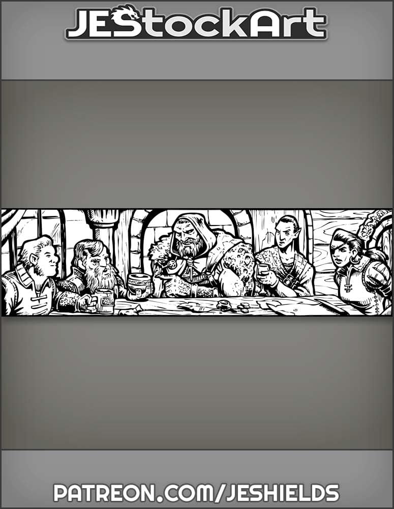 Party Of Adventurers Discuss Plans Over Drinks In Tavern by Jeshields