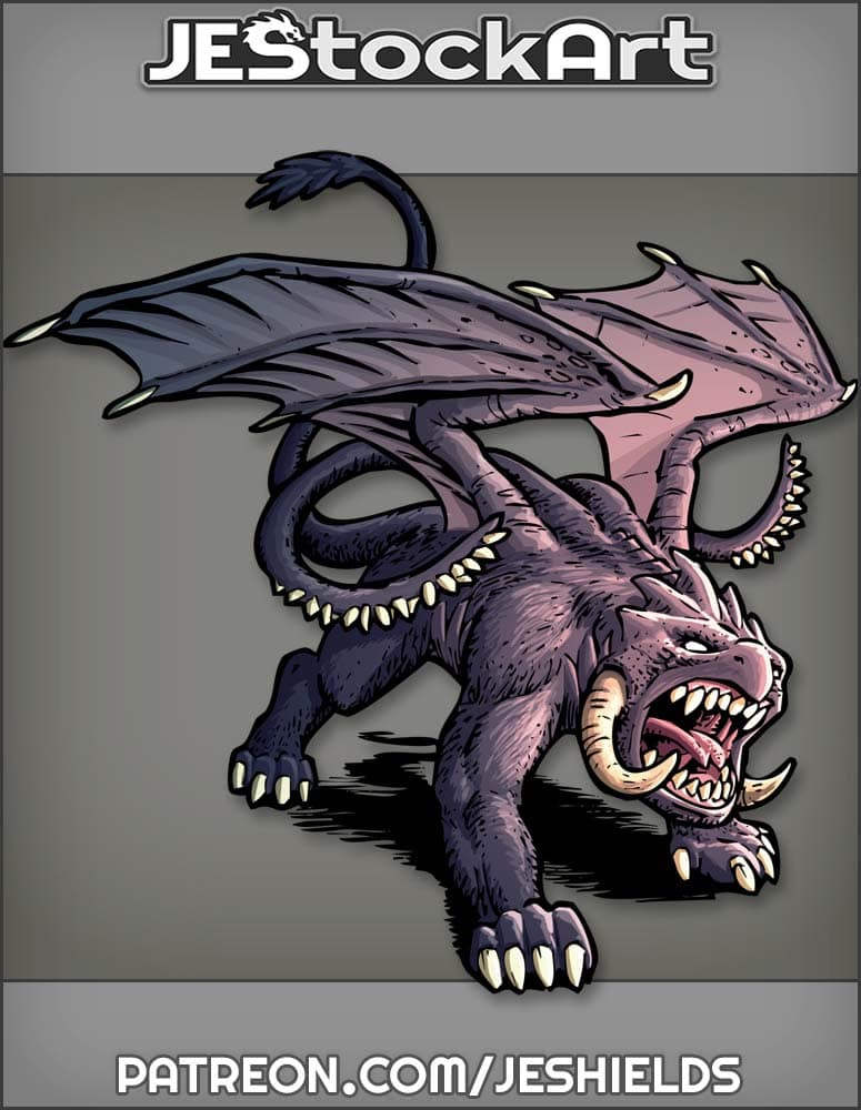 Roaring Displacer Dragon With Spiked Tentacles Horns And Wings by Jeshields