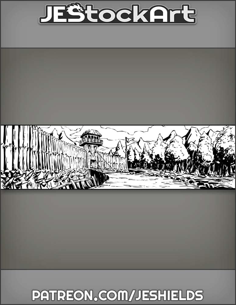 Wooden Defensive Fort At Forest Edge With Drawbridge by Jeshields