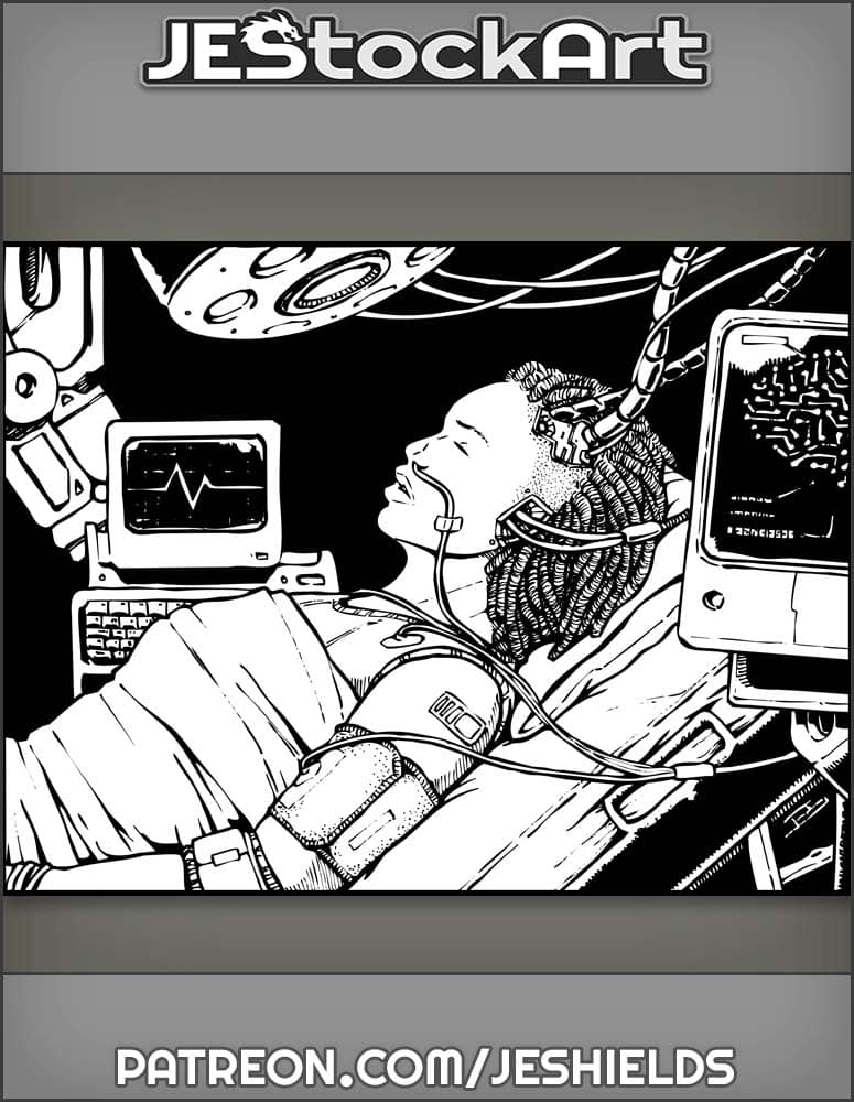 Cybernetic Woman In Hospital Operation Bed Jacked Into Computer by Jeshields