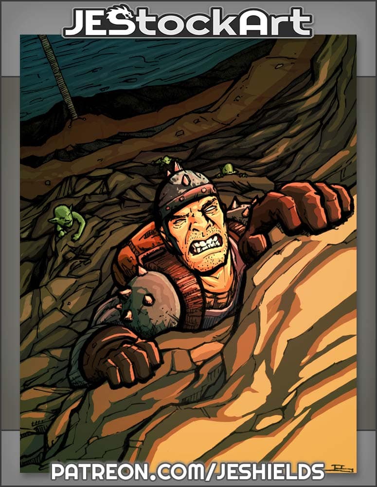 Adventurer Climbing Cliff To Escape by Jeshields