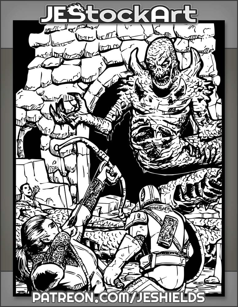 Adventurers Rescue Bard From Undead Naga by Jeshields