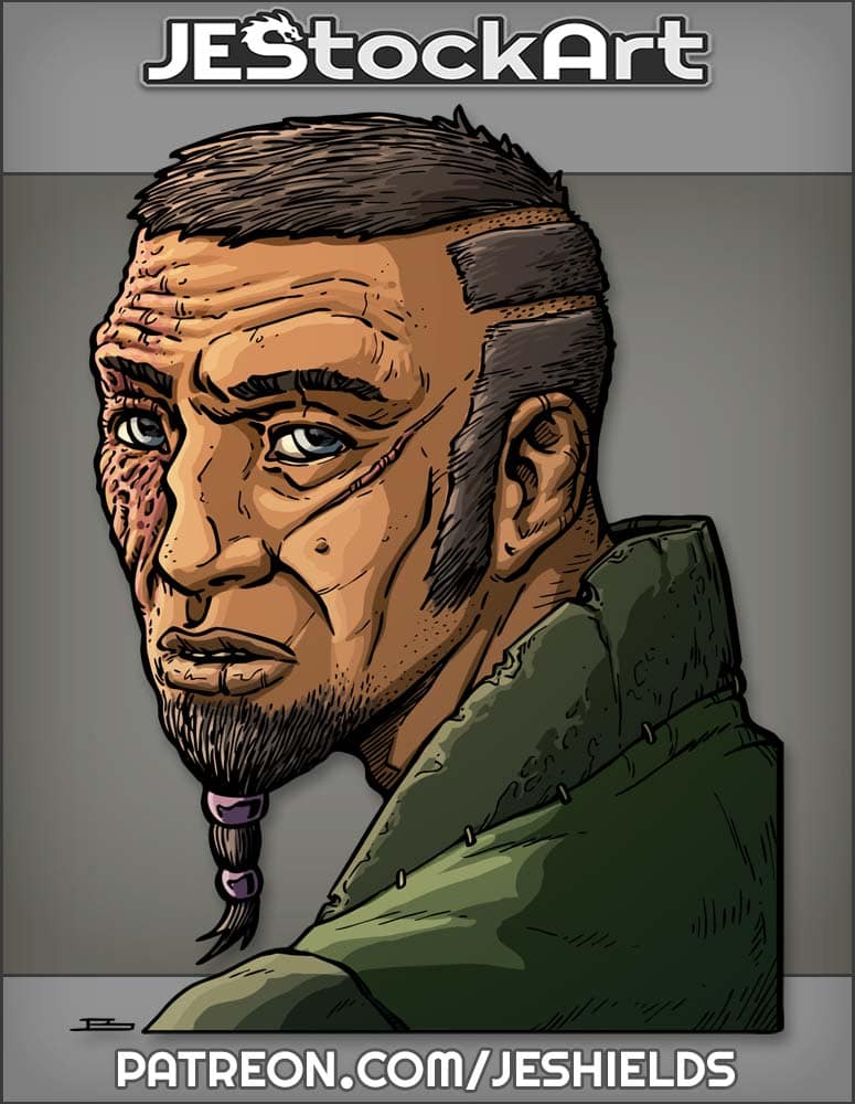 Bearded Man With Beads And Scars Portrait by Jeshields