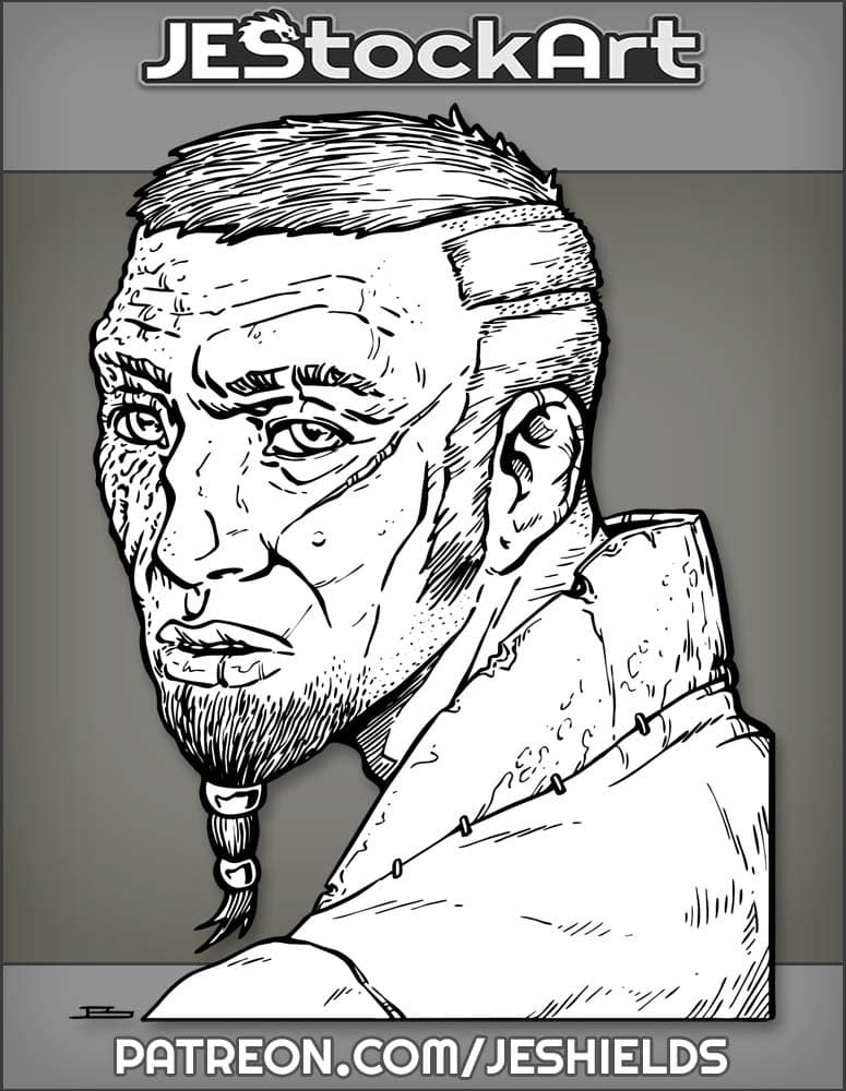 Bearded Man With Beads And Scars Portrait by Jeshields