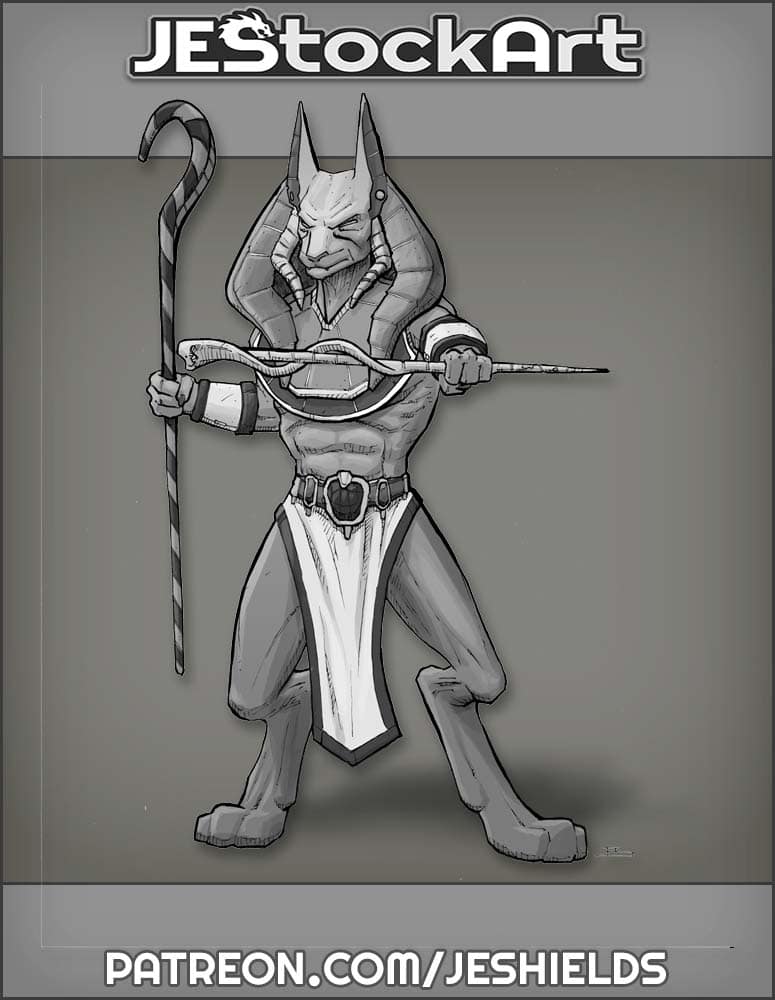 Canine Egyptian Warrior with Staves by Jeshields