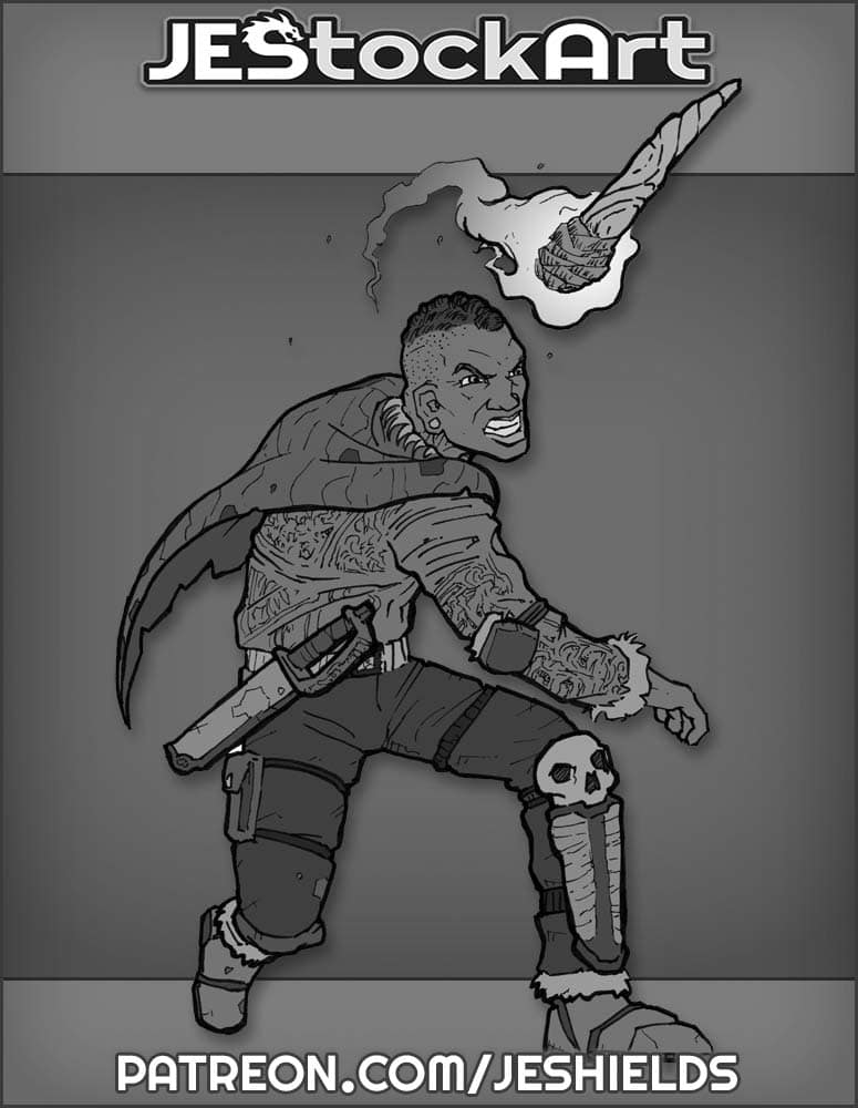 Caped Adventurer Throwing a Torch by Jeshields