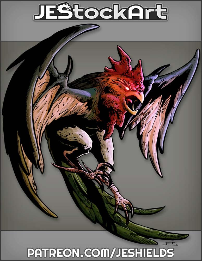 Cockatrice In Flight With Bared Claws by Jeshields