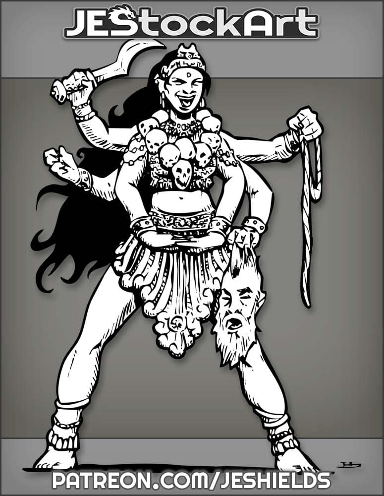 Crazy Six Armed Hindu Goddess With Severed Head by Jeshields