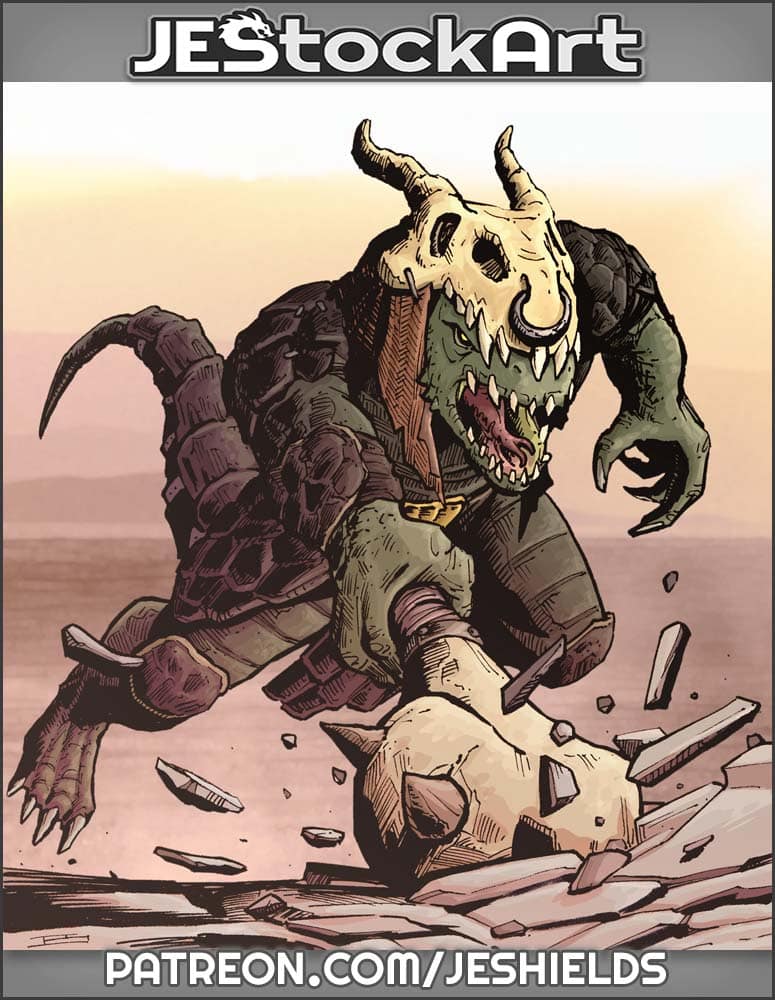 Draconian Lizard Man With Mace by Jeshields