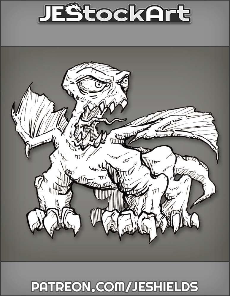 Dungeon Crawler Monster Lizard with Bat Wings by Jeshields