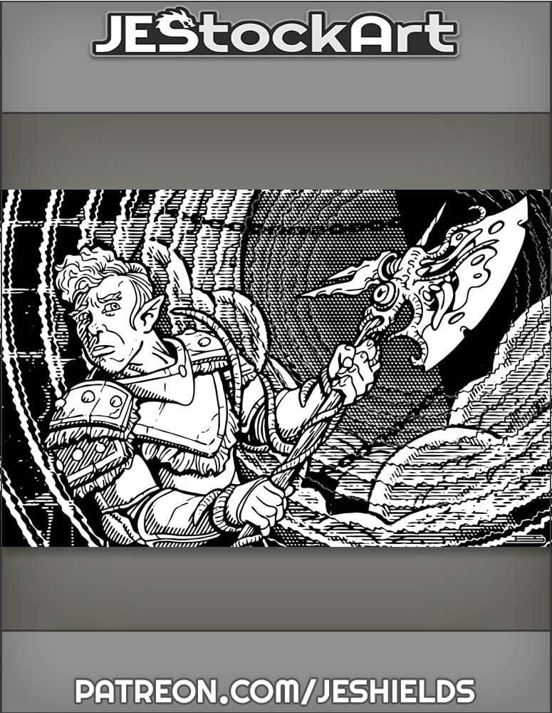 Elven Warrior With Poofy Hair Resists An Evil Axe by Jeshields