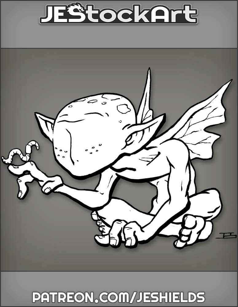 Eyeless Imp With Wings And Worm by Jeshields