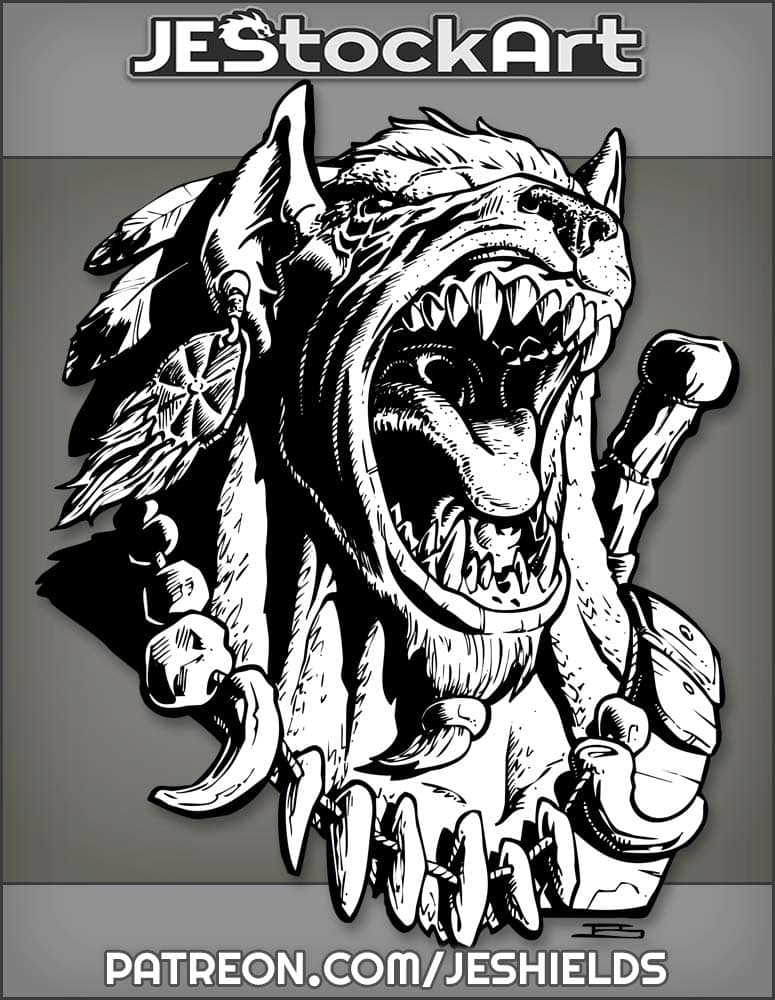 Gnoll Chieftan Barking Orders Portrait by Jeshields