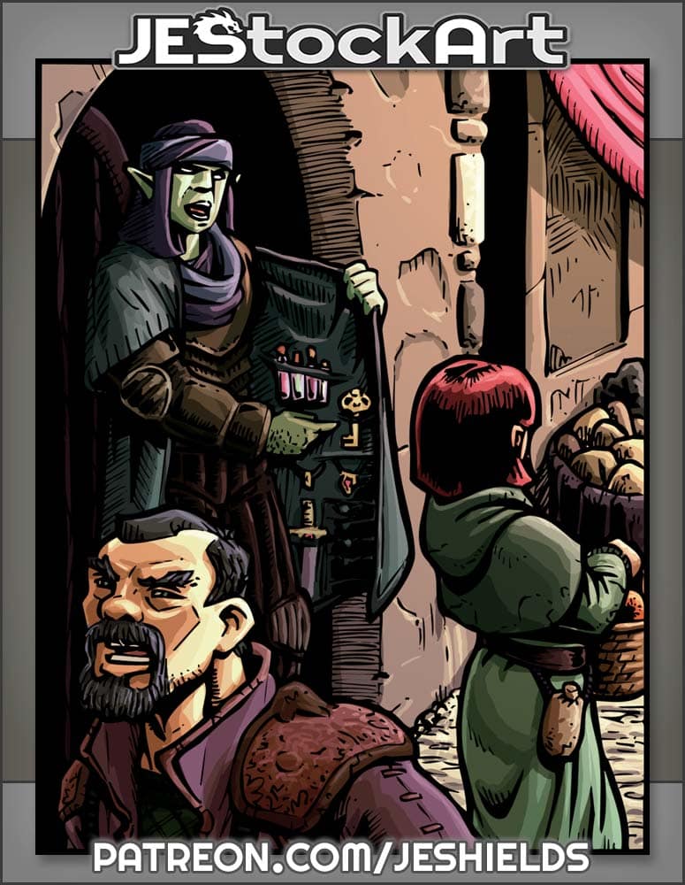 Goblin Rogue Peddles Wares To Busy Market by Jeshields