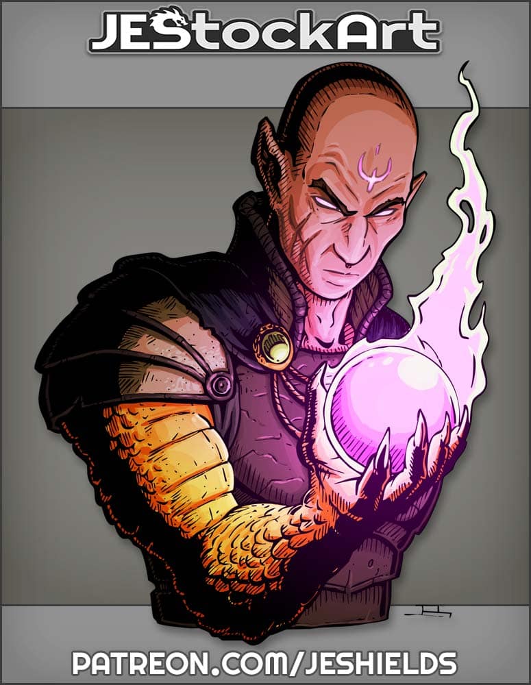 Half Dragon Elven Sorceror With Flaming Orb by Jeshields