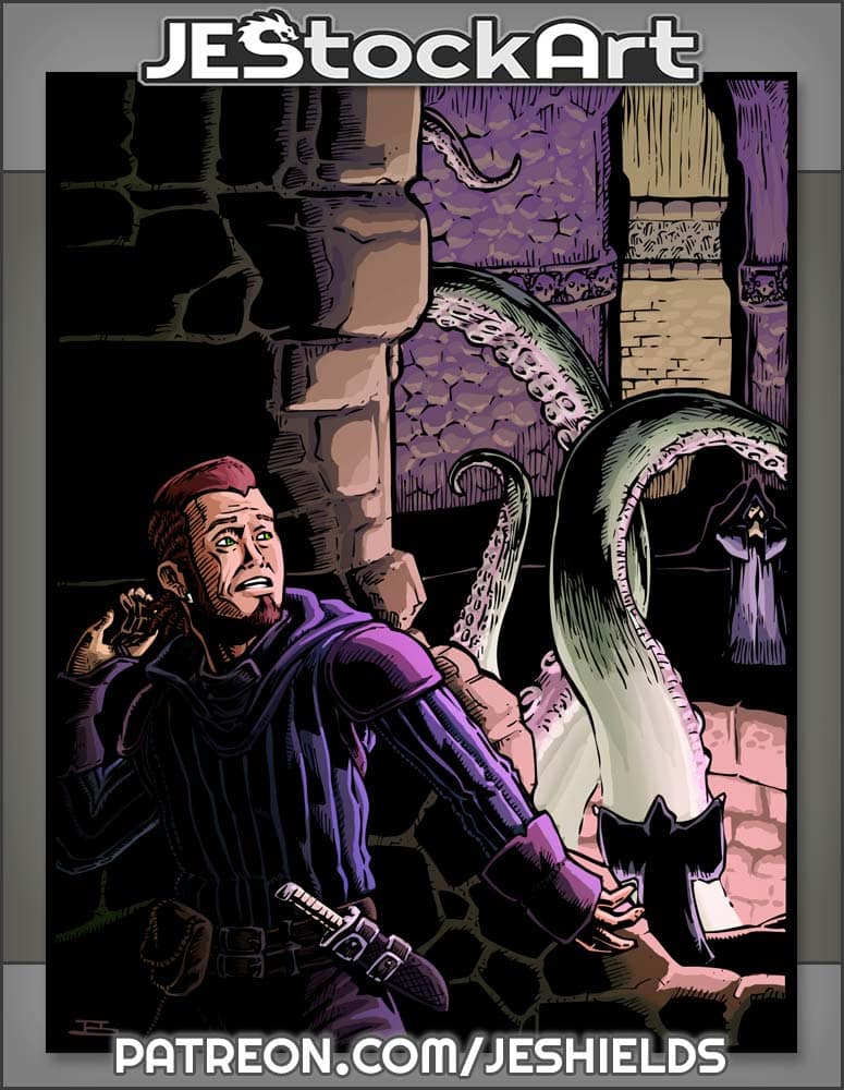 Human Rogue Hiding From Cultists In Tentacled Temple by Jeshields