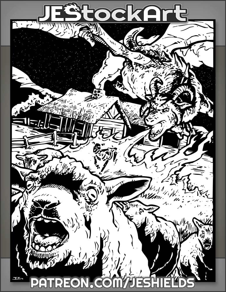 Hybrid Sheep Dragon Terrorizes Farmstead by Jeshields