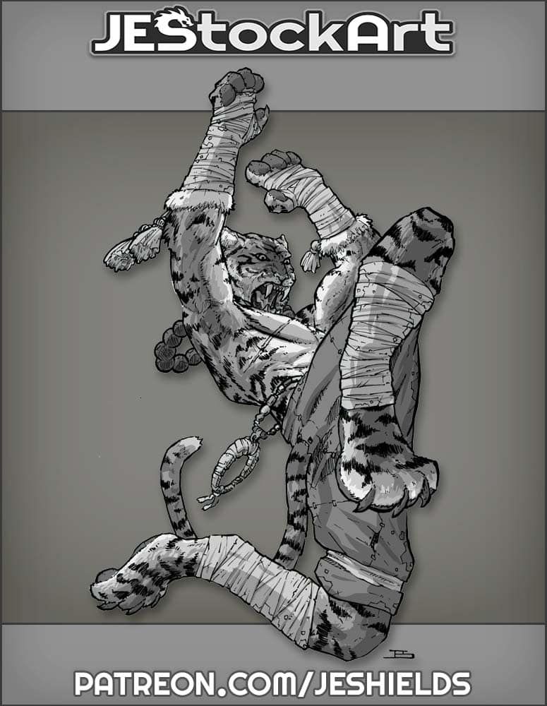 Lycanthrope Tiger Jumping with Muy Thai Kick by Jeshields