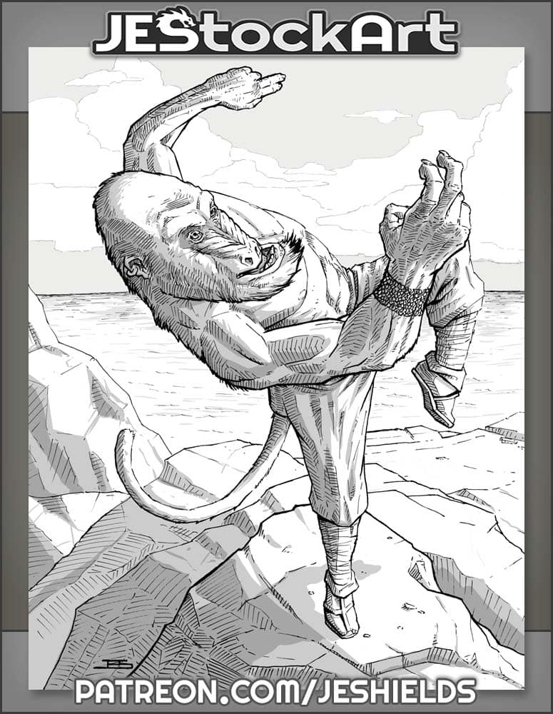 Monkey Warrior on Mountaintop by Jeshields