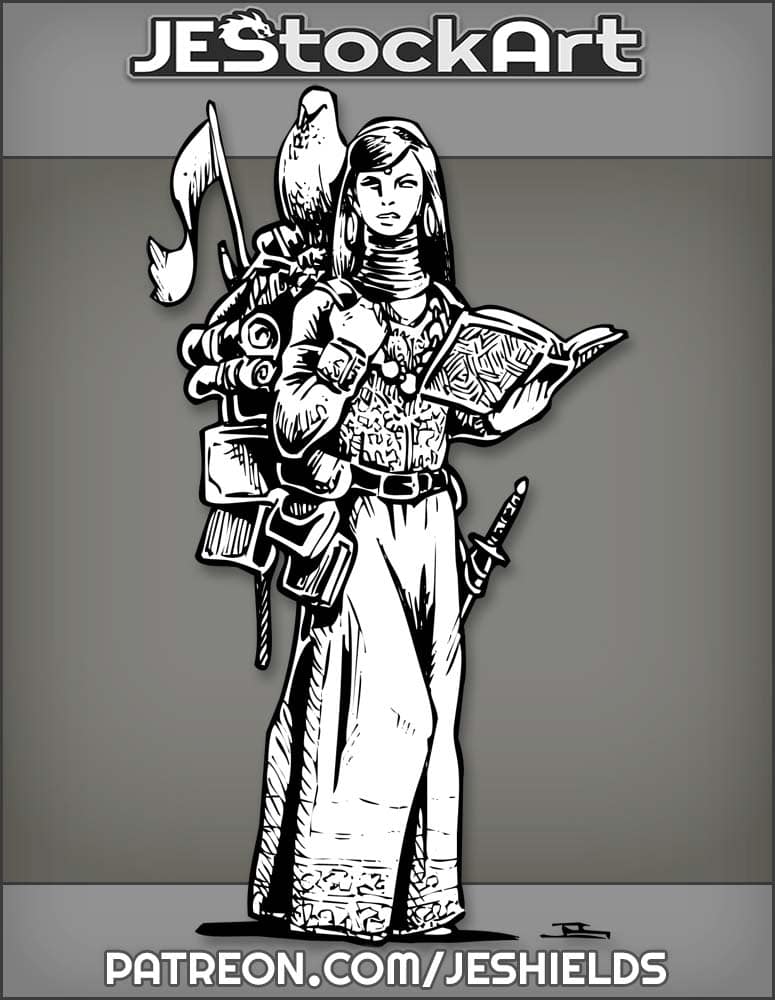 Noble Woman With Extended Neck Rings Travels With Books And Bird by Jeshields