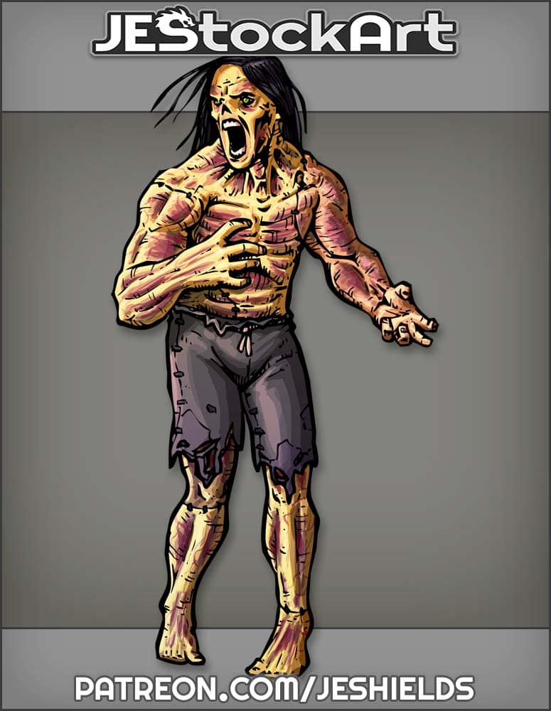 Patchwork Frankenstein Zombie Screaming In Shorts by Jeshields