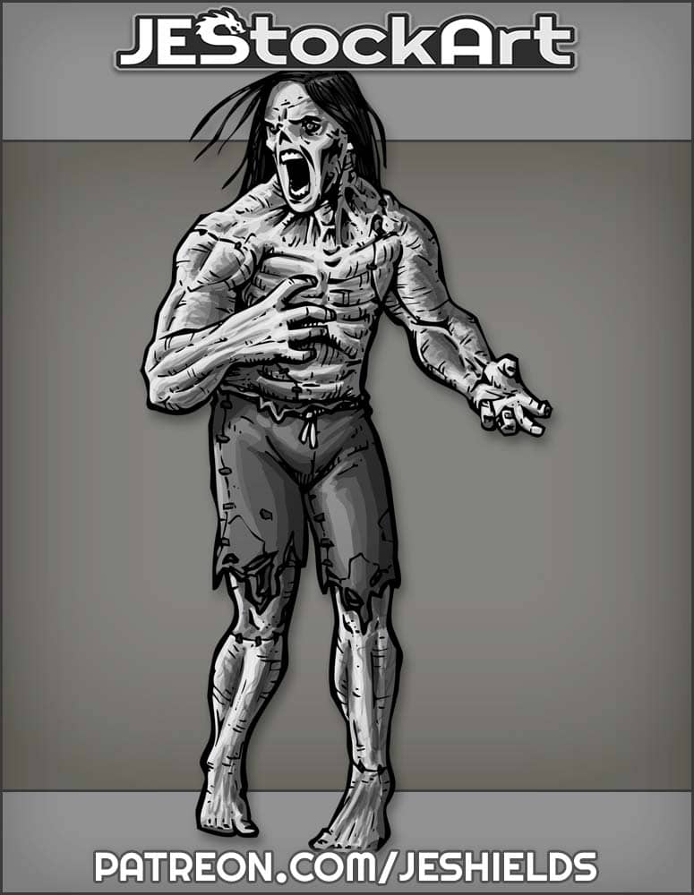 Patchwork Frankenstein Zombie Screaming In Shorts by Jeshields