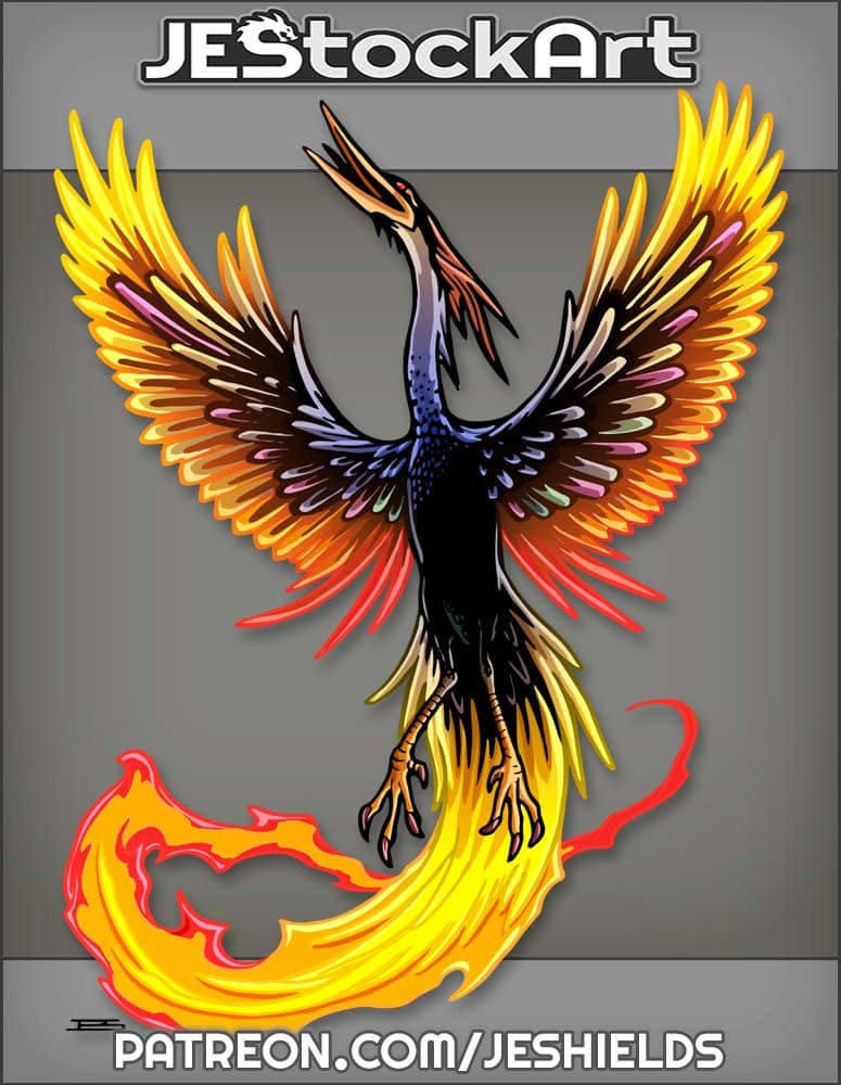 Phoenix Rising With Long Beak And Trail Of Flame by Jeshields