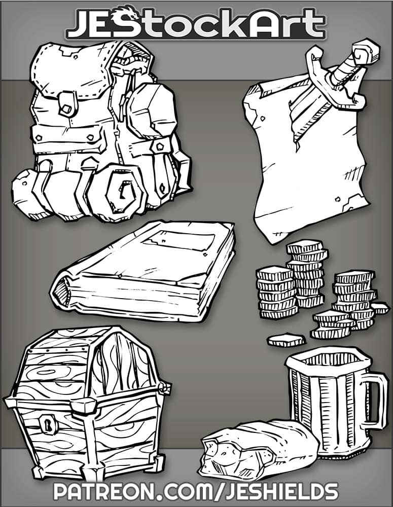 Pirate Pile of Camping Gear and Treasure by Jeshields