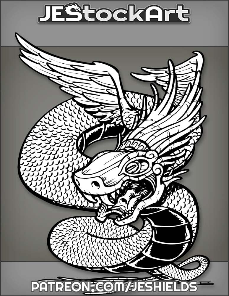 Quetzacoatal With Stone Skull Head And Dark Underbelly by Jeshields