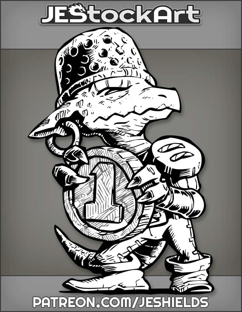Small Humanoid Dragon With Coin And Thimble Helm by Jeshields