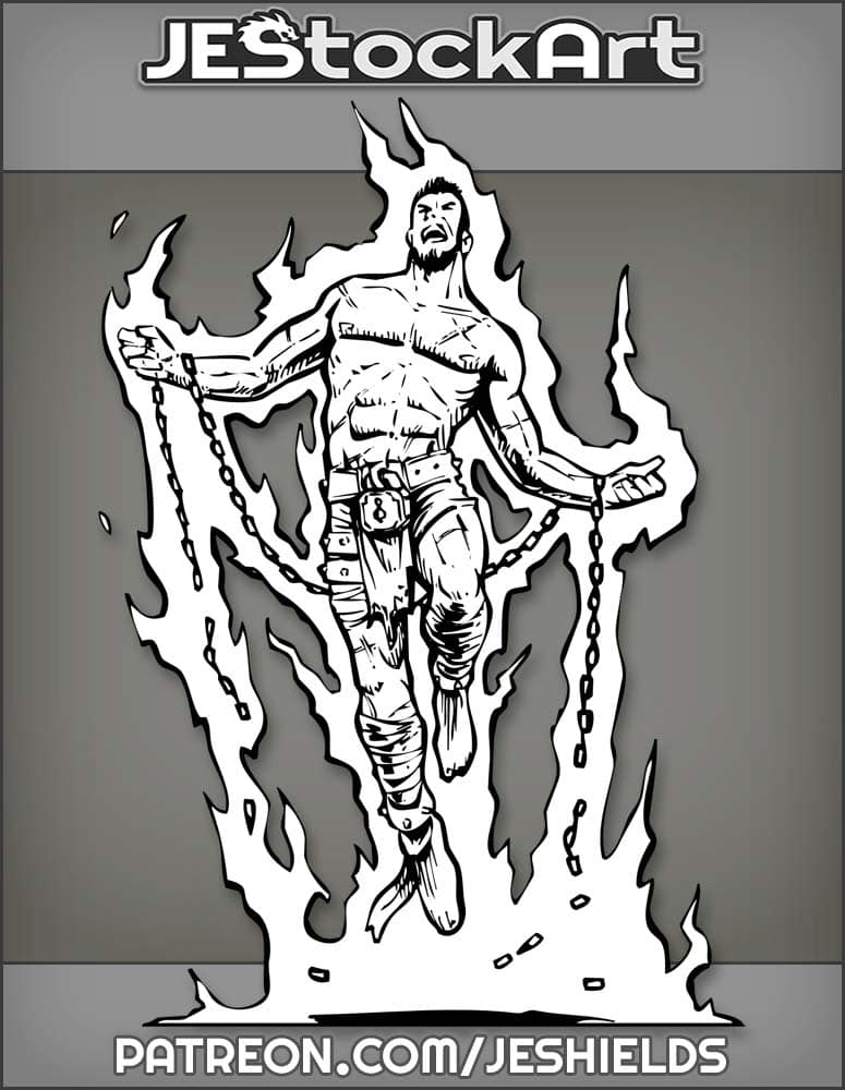 Supernatural Shackled Man In Chains Writhing In Flames by Jeshields
