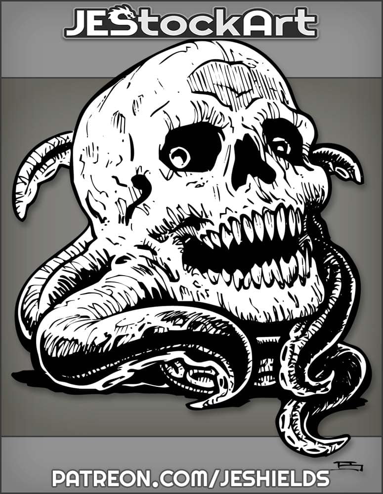 Tentacled Skull Creature With Glowing Eyes by Jeshields