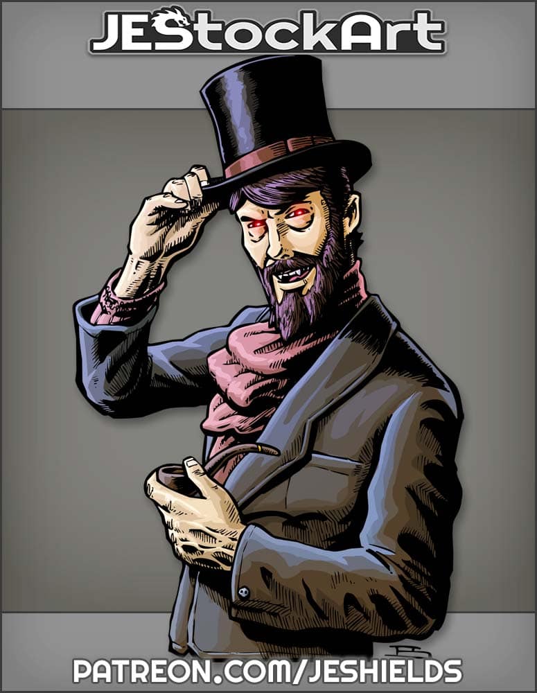 Vampiric Gentleman In Top Hat With Beard by Jeshields